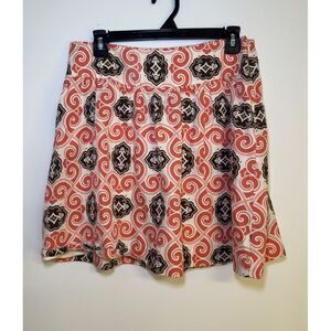 Vineyard Vines‎ Pink Brown Paisley Silk Blend A-Line Skirt Size 8 Small
